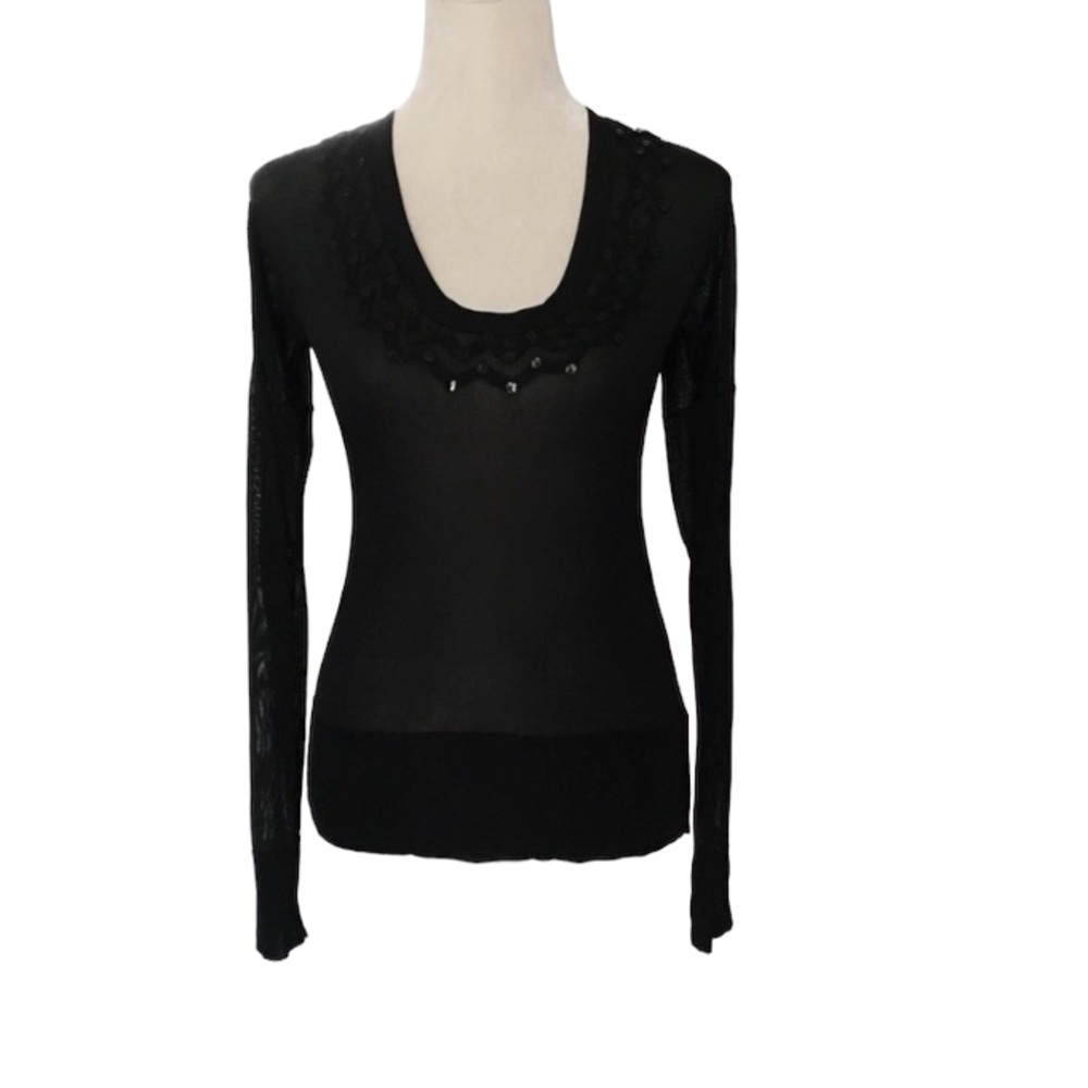 French Connection Long Sleeve Sheer Top Size Small